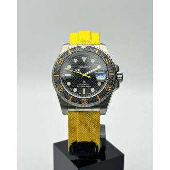 Custom Seiko Mod • Yellow Carbon Titanium Submariner on Velcro • 40mm